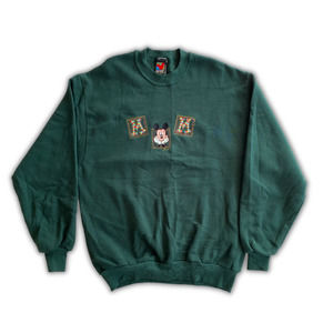 VTG Mickey Unlimited Mickey Mouse MOM Embroidered Green Pullover Sz L READ